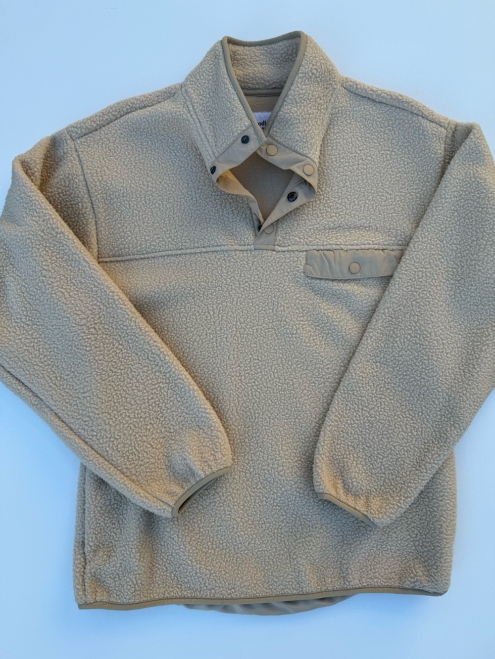 Good Fellow Beige Sherpa Snap-Front Pullover. Size M. Worn Once.